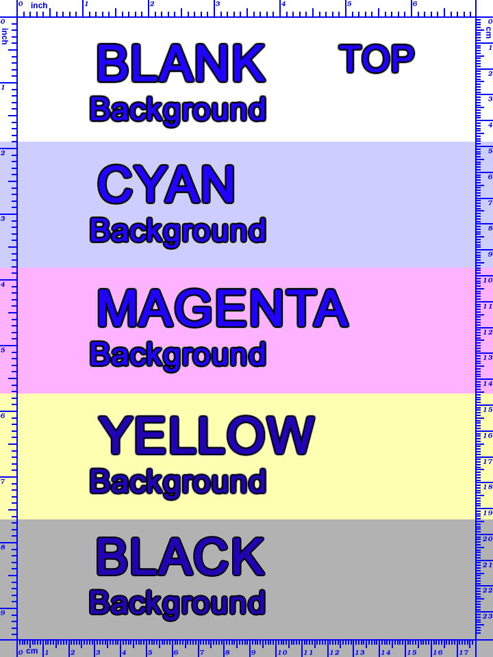 HP Cyan Magenta Yellow and blank printer test page