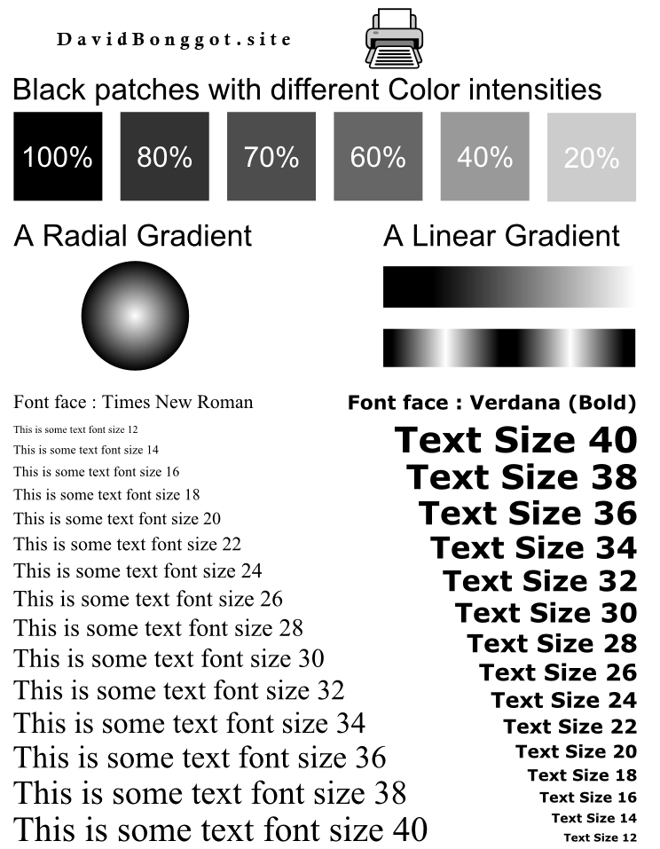 Black and White Printer test page